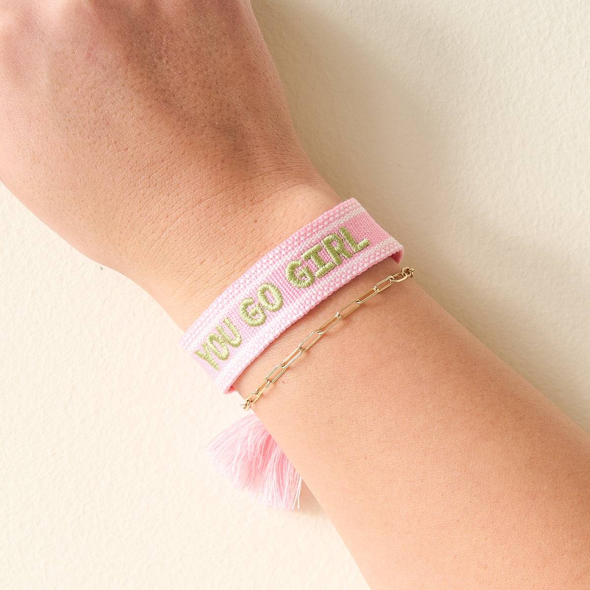 You Go Girl Adjustable Woven Word Bracelet