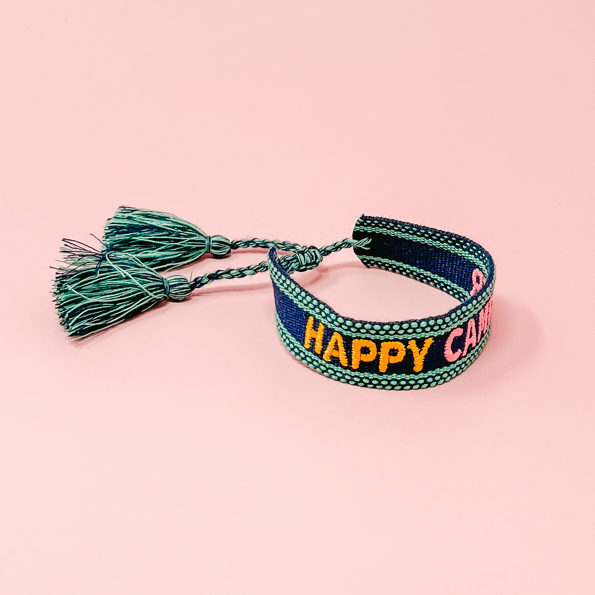 Happy Camper Adjustable Woven Word Bracelet