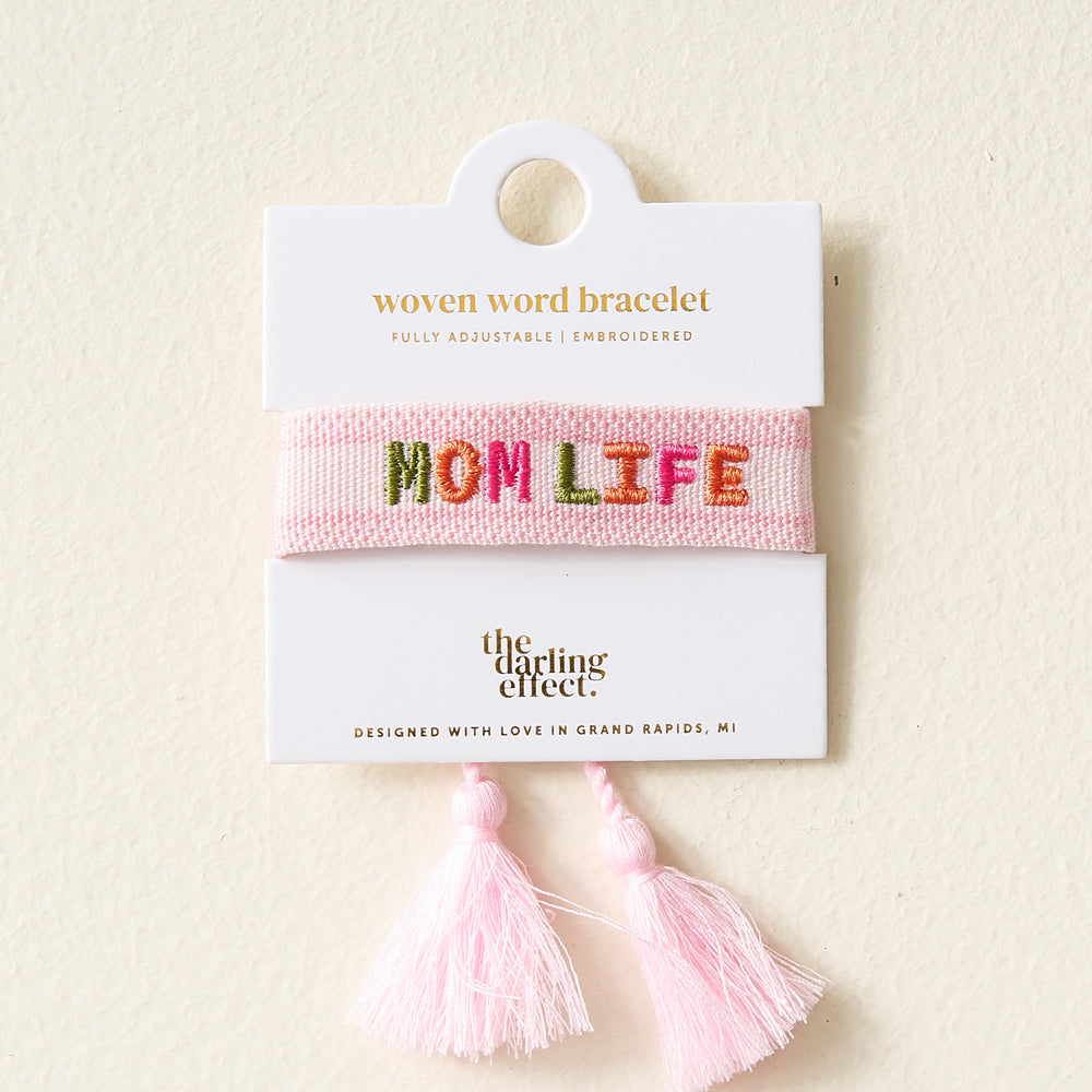Adjustable Woven Word Bracelet - Mom Life