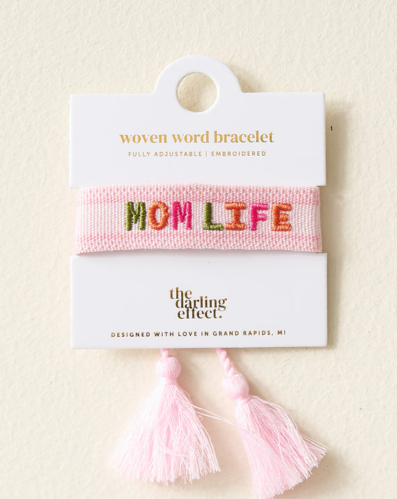 Adjustable Woven Word Bracelet - Mom Life