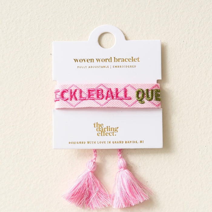 Pickleball Queen Adjustable Woven Word Bracelet