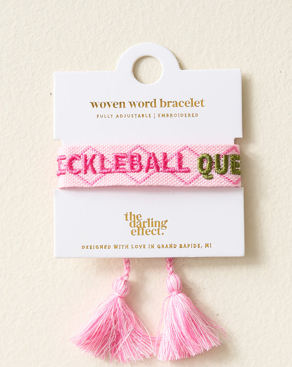 Adjustable Woven Word Bracelet - Pickleball Queen