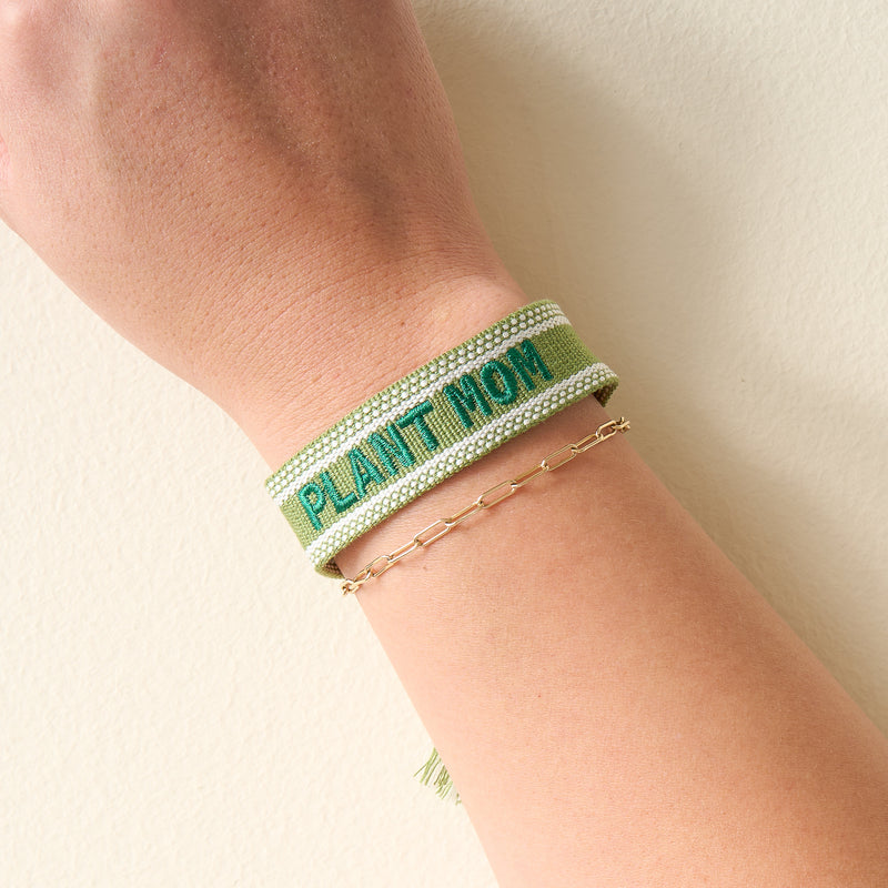 Plant Mom Woven Word Bracelet