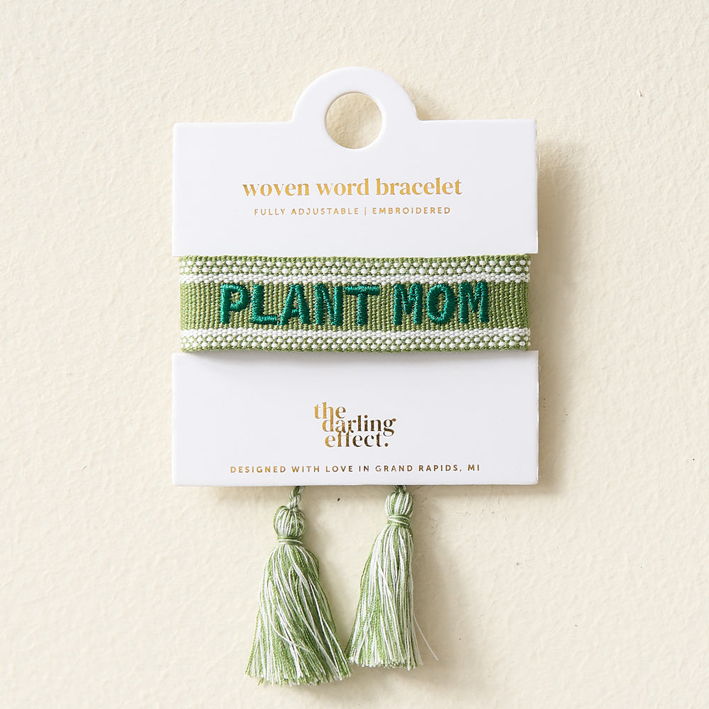 Adjustable Woven Word Bracelet - Plant Mom