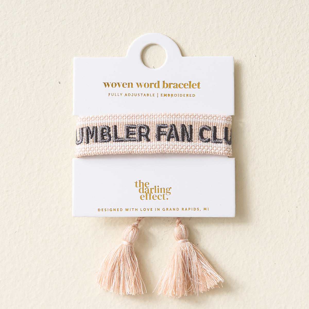 Tumbler Fan Club Adjustable Woven Word Bracelet