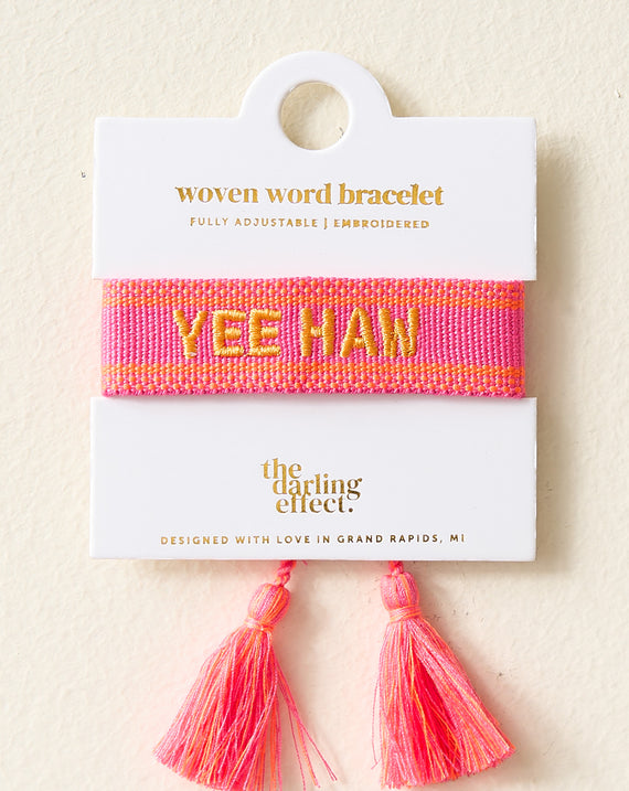 Adjustable Woven Word Bracelet - Yee Haw