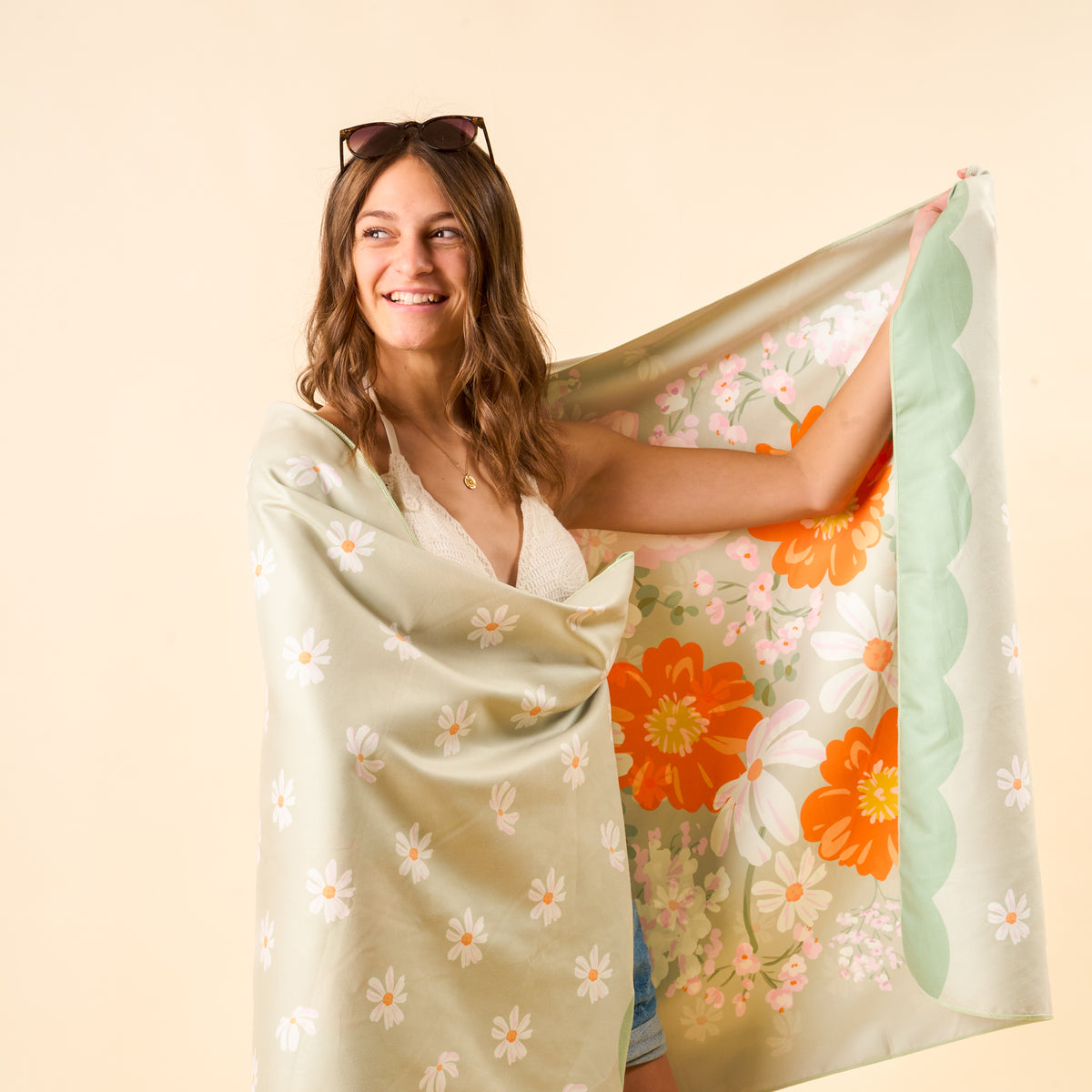 Bouquet Beauty Sage XL Quick-Dry Beach Towel