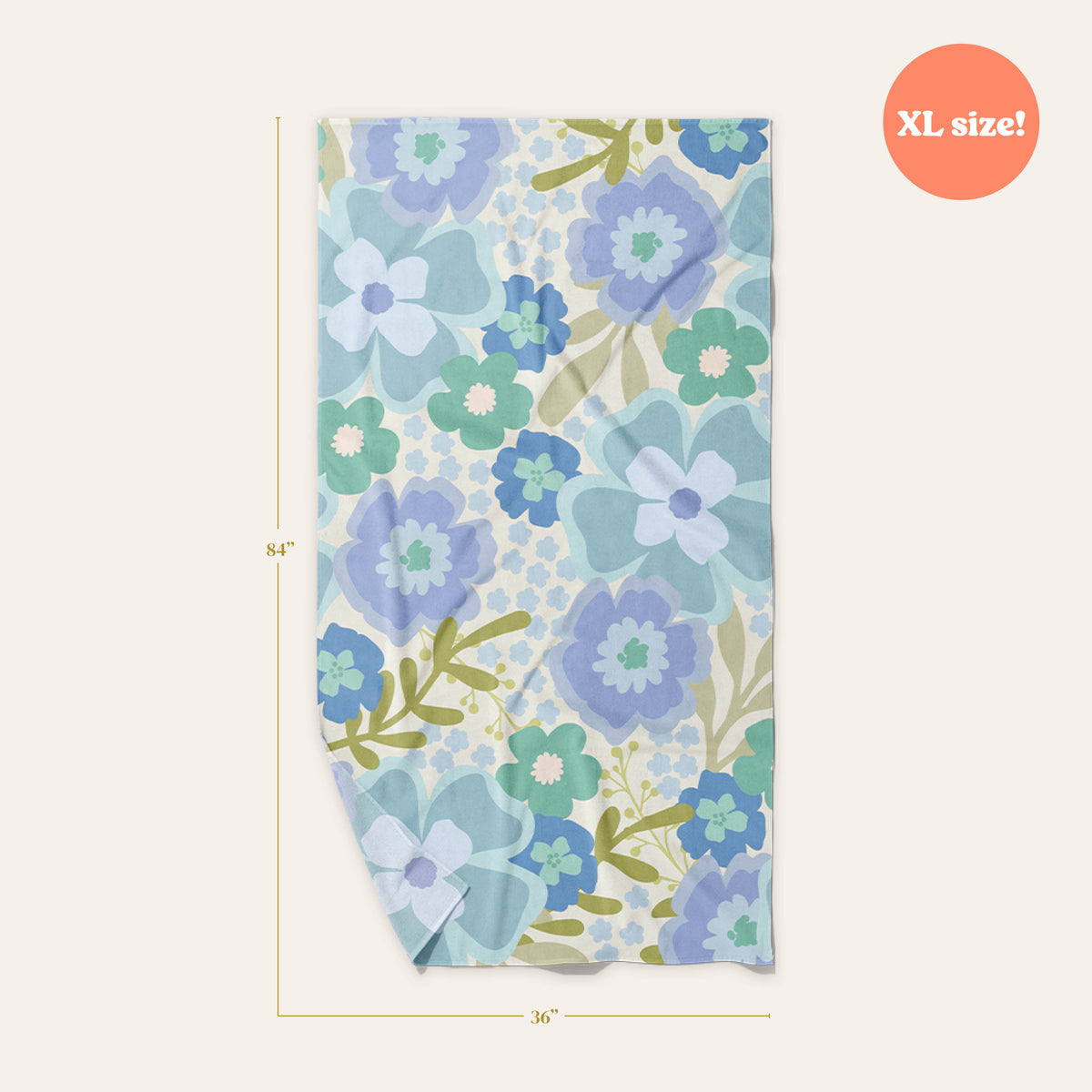 Beyond Blooms Blue Green Quick-Dry Beach Towel