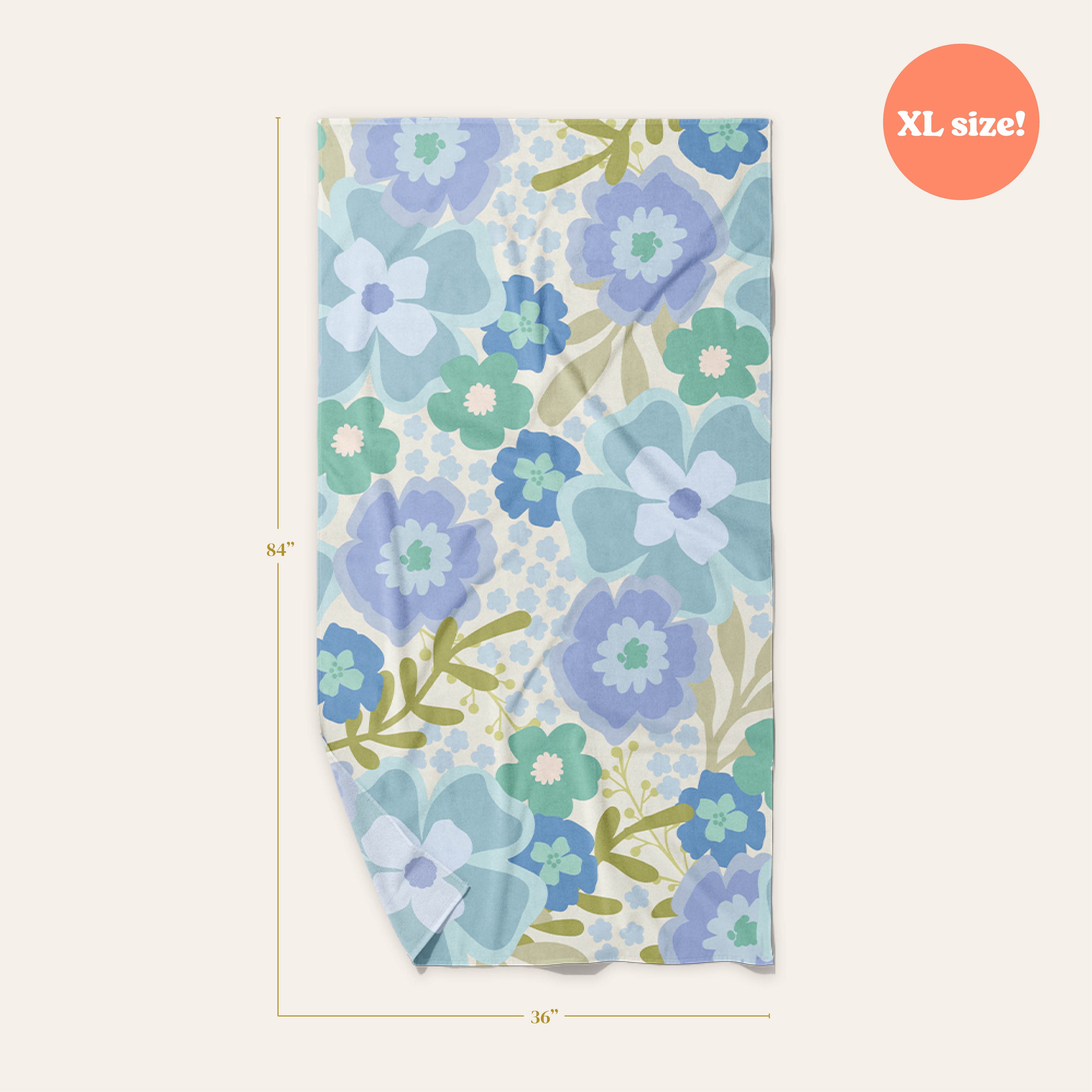 Beyond Blooms Blue Green Quick-Dry Beach Towel