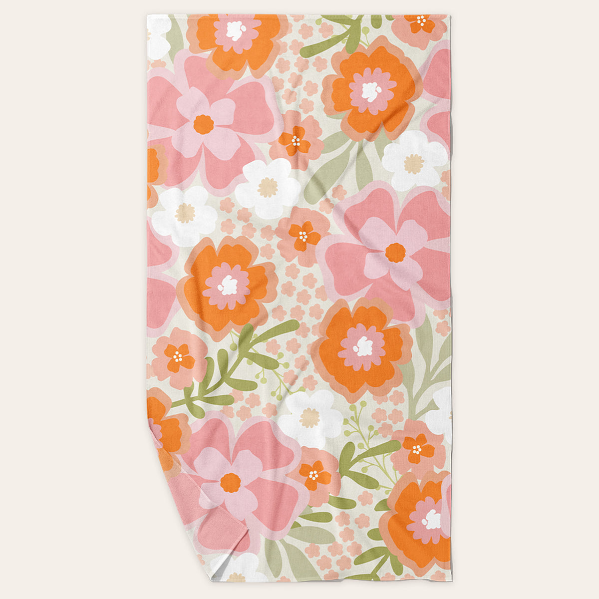 Beyond Blooms Pink Orange XL Quick-Dry Beach Towel
