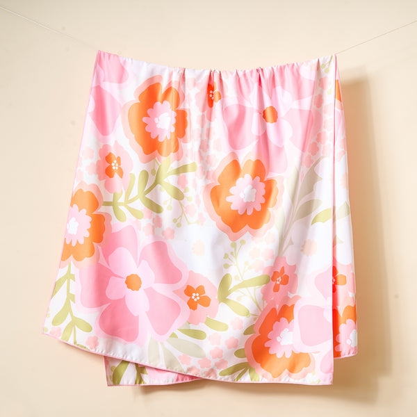 Beyond Blooms Pink Orange XL Quick-Dry Beach Towel