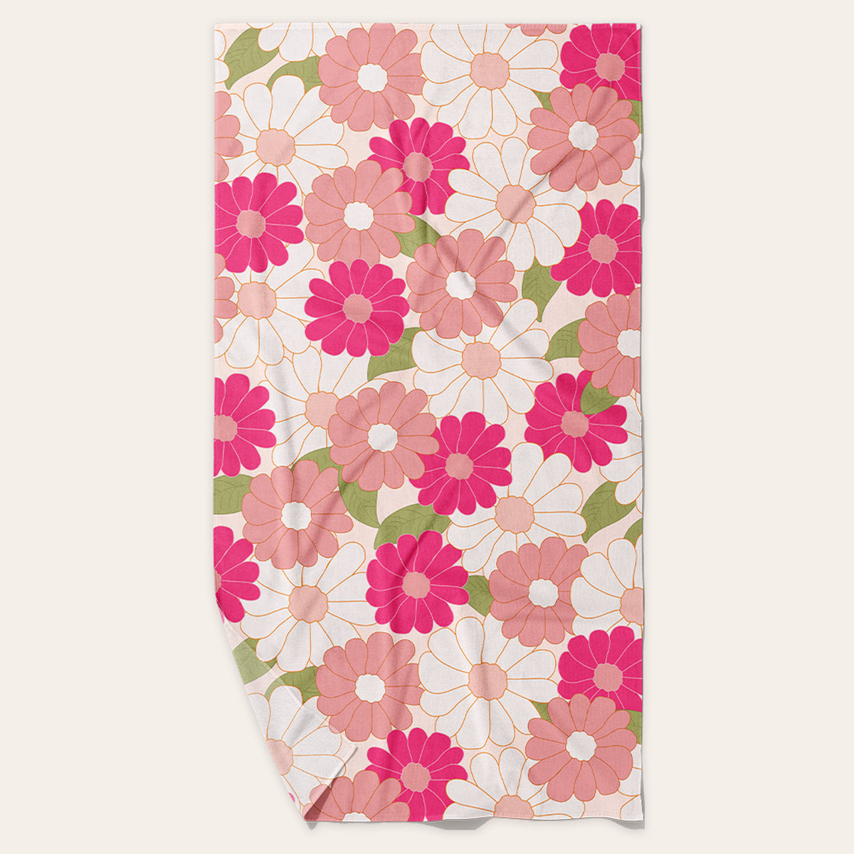 Daisy Craze Hot Pink XL Quick-Dry Beach Towel