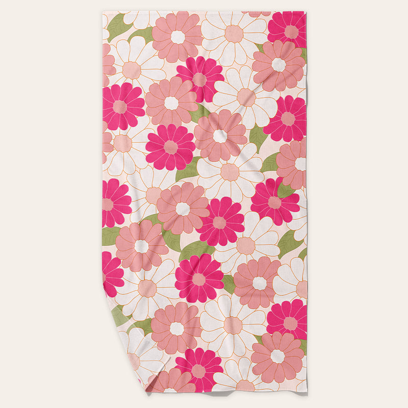 Daisy Craze Hot Pink XL Quick-Dry Beach Towel