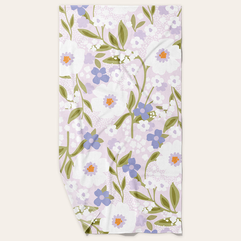 Floral Haven Lilac XL Quick-Dry Beach Towel