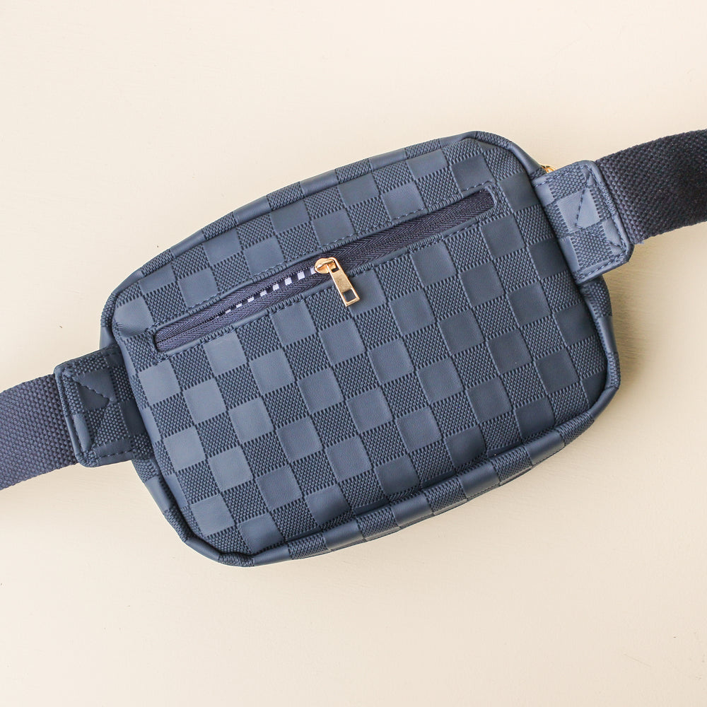 Navy Urban Check Belt Bag