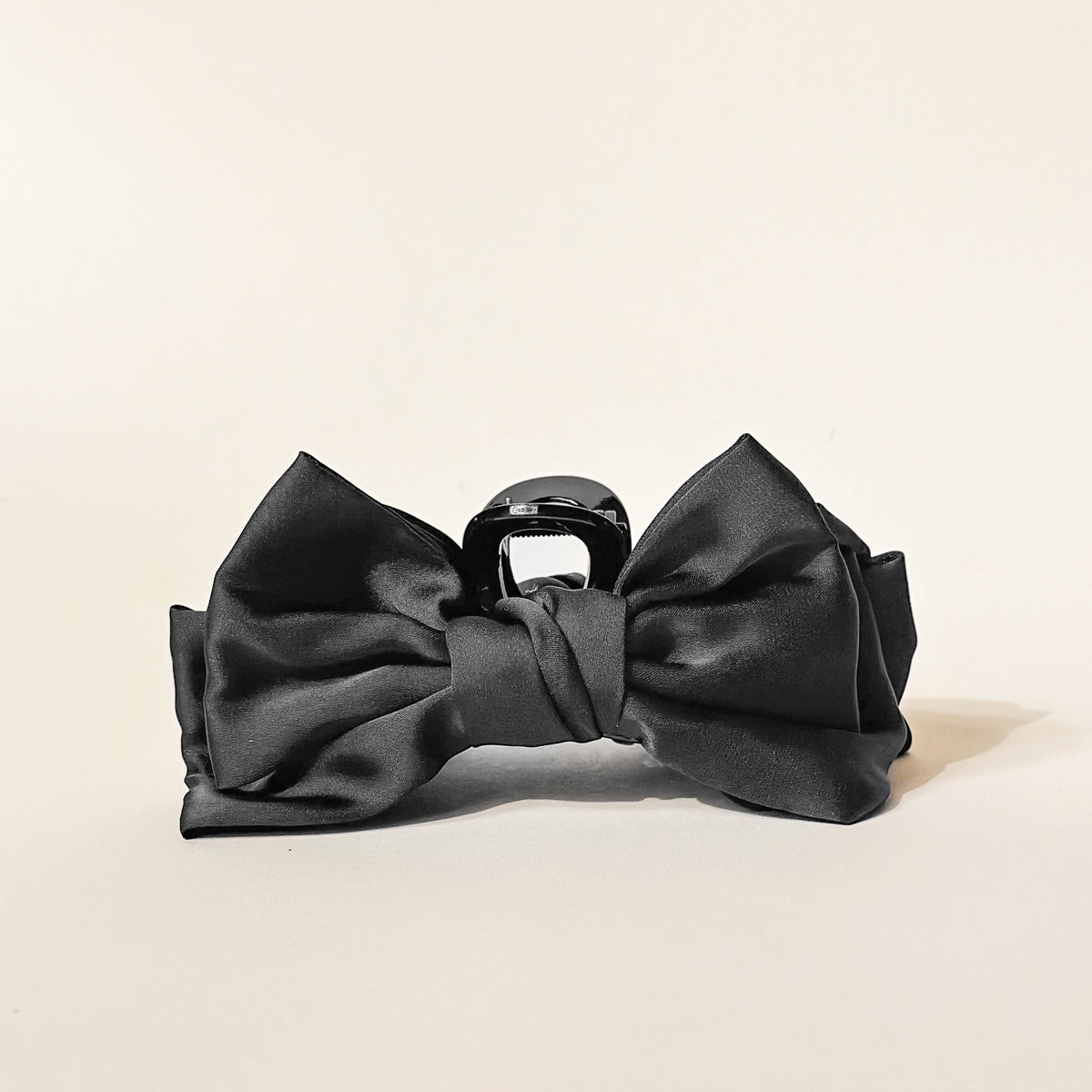 Black Satin Bow Claw Clip