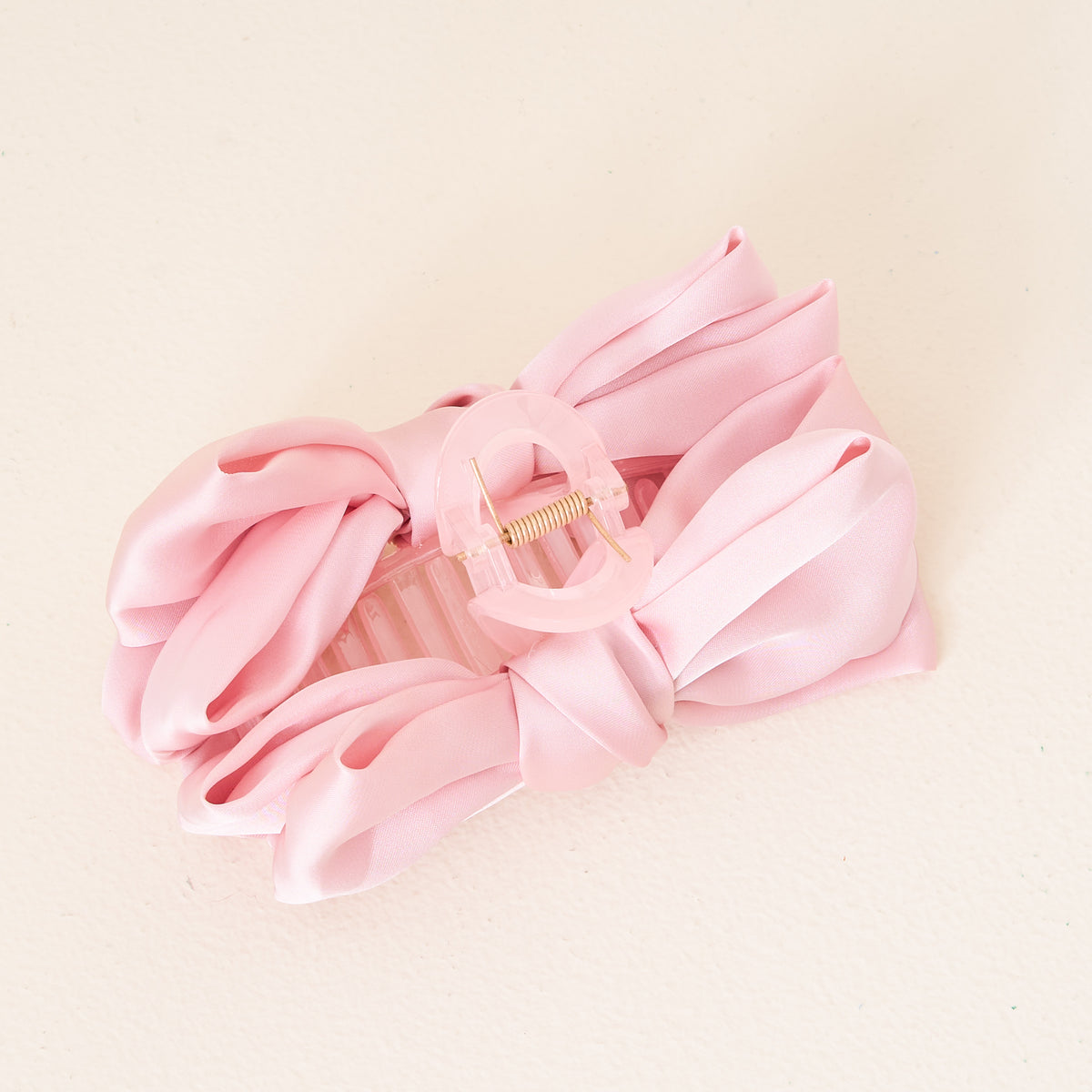 Blush Satin Bow Claw Clip