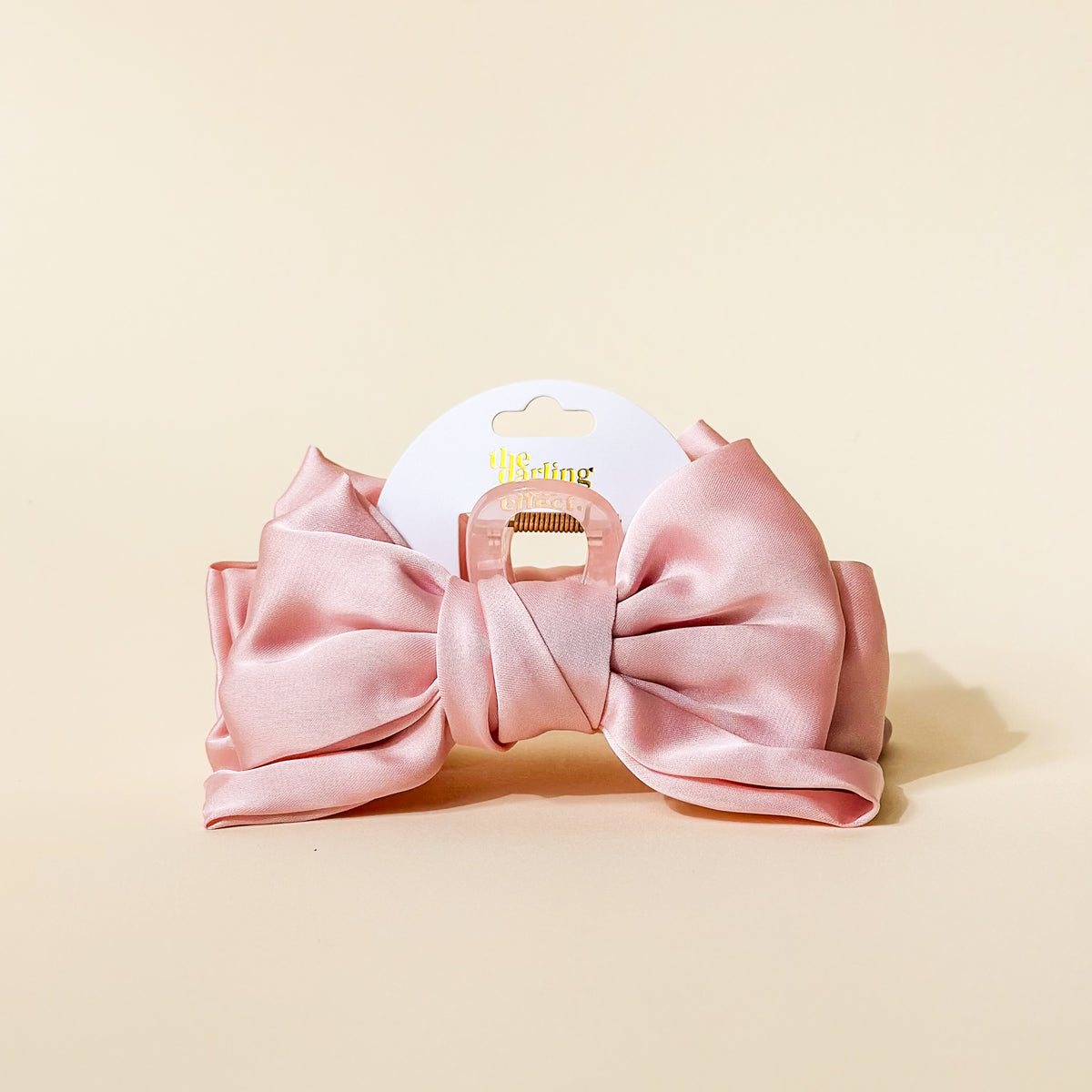 Blush Satin Bow Claw Clip