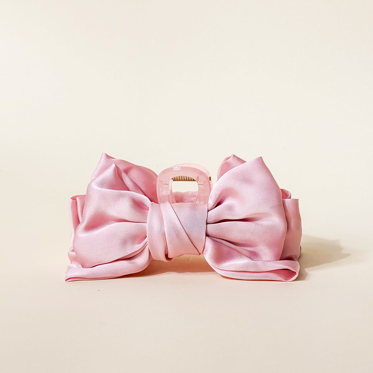 Blush Satin Bow Claw Clip