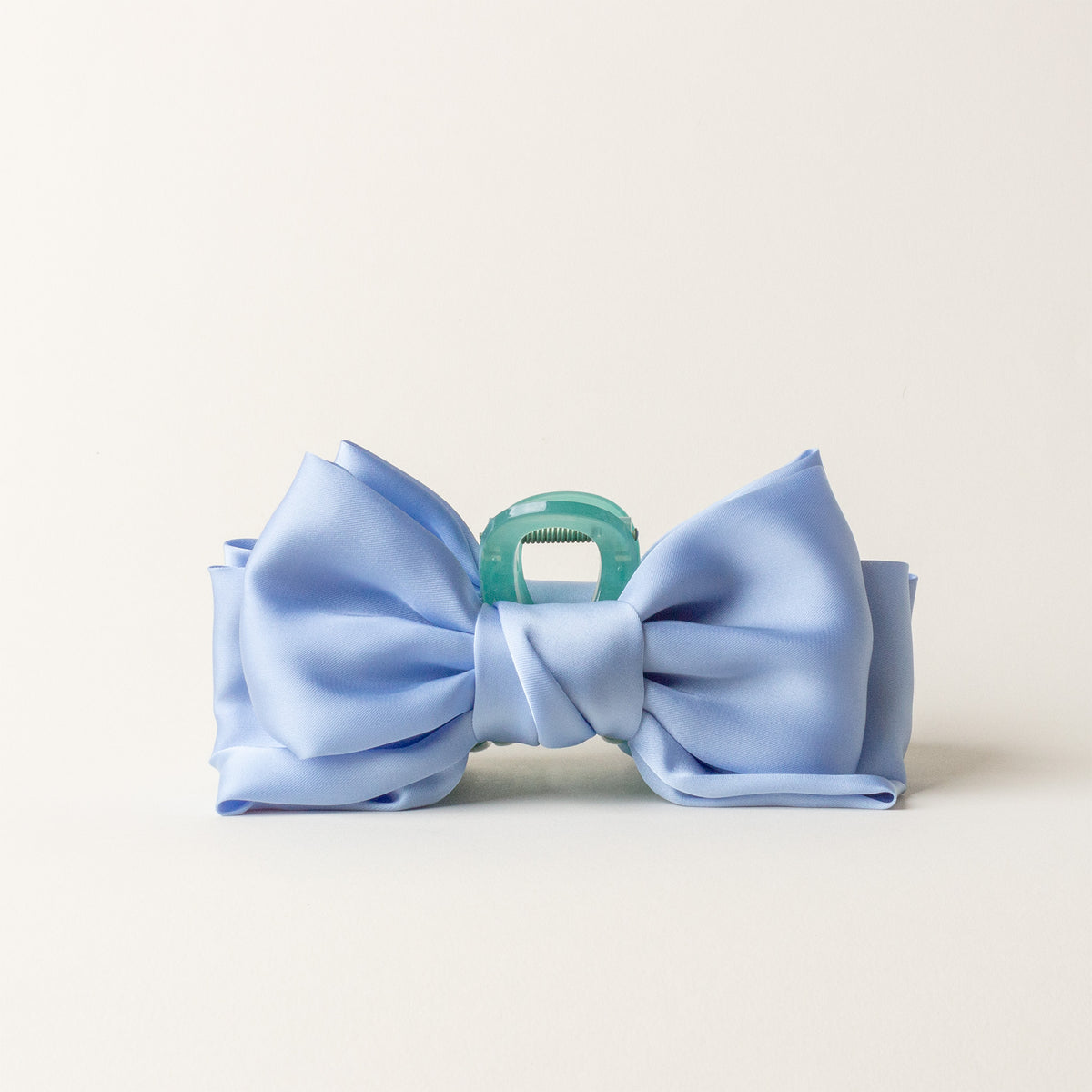 Blue Satin Bow Claw Clip