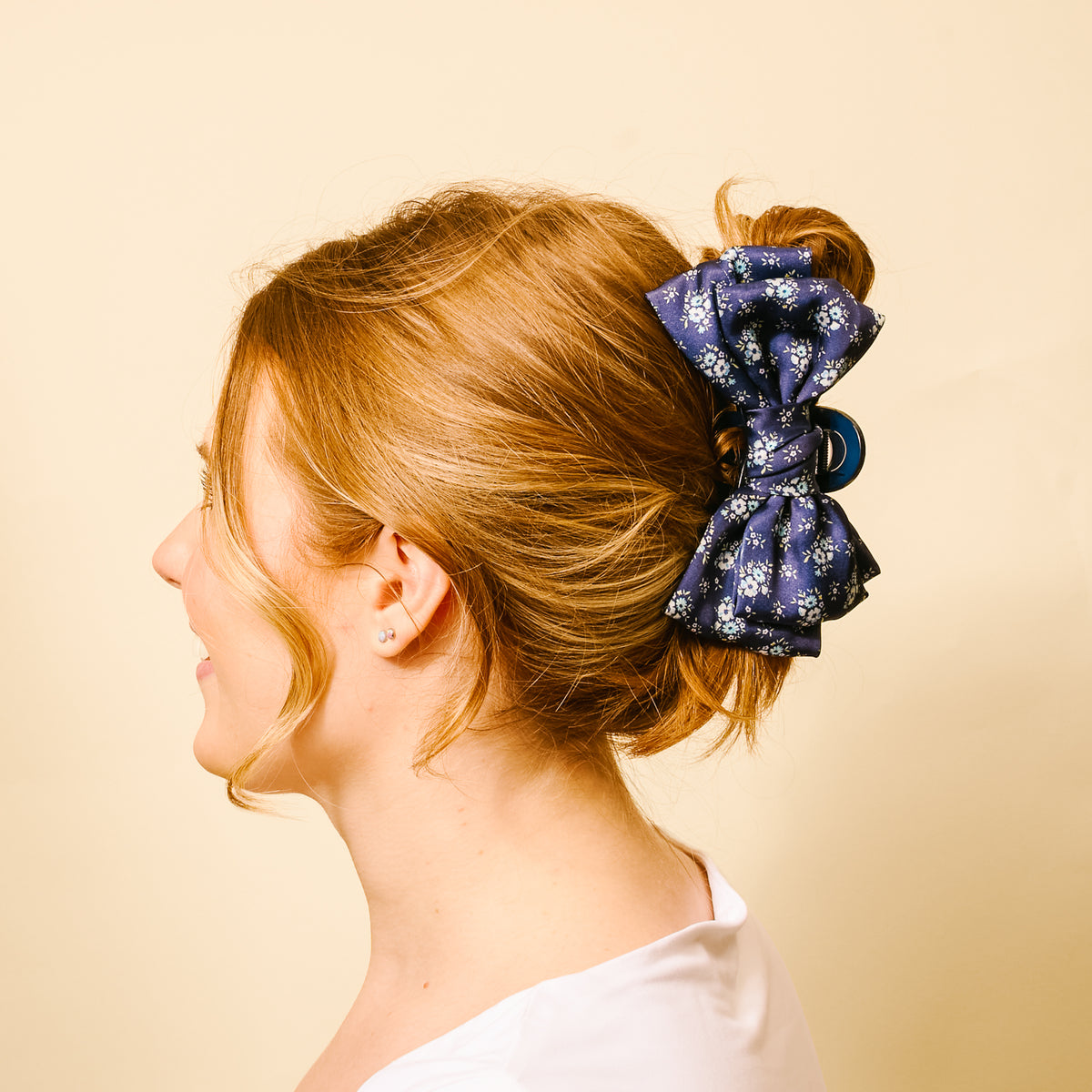 Endless Daydream Navy Satin Bow Claw Clip