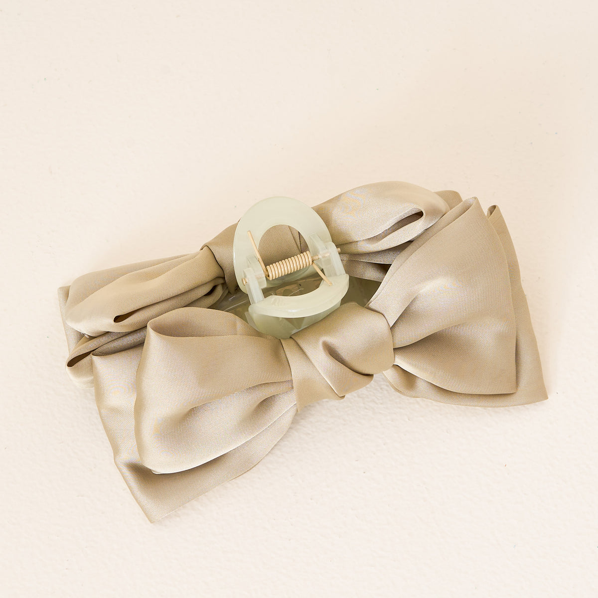 Green Satin Bow Claw Clip