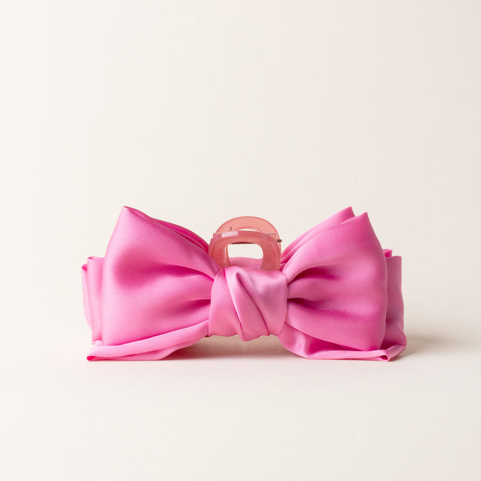 Hot Pink Satin Bow Claw Clip
