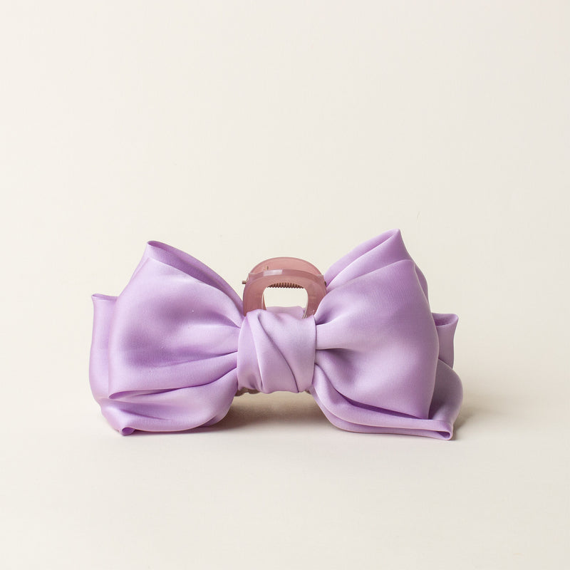 Lilac Satin Bow Claw Clip