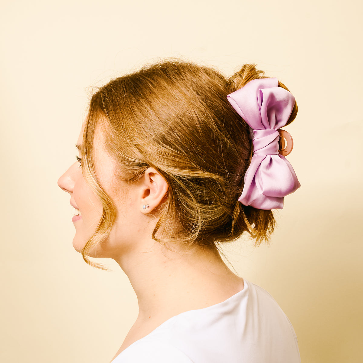 Lilac Satin Bow Claw Clip