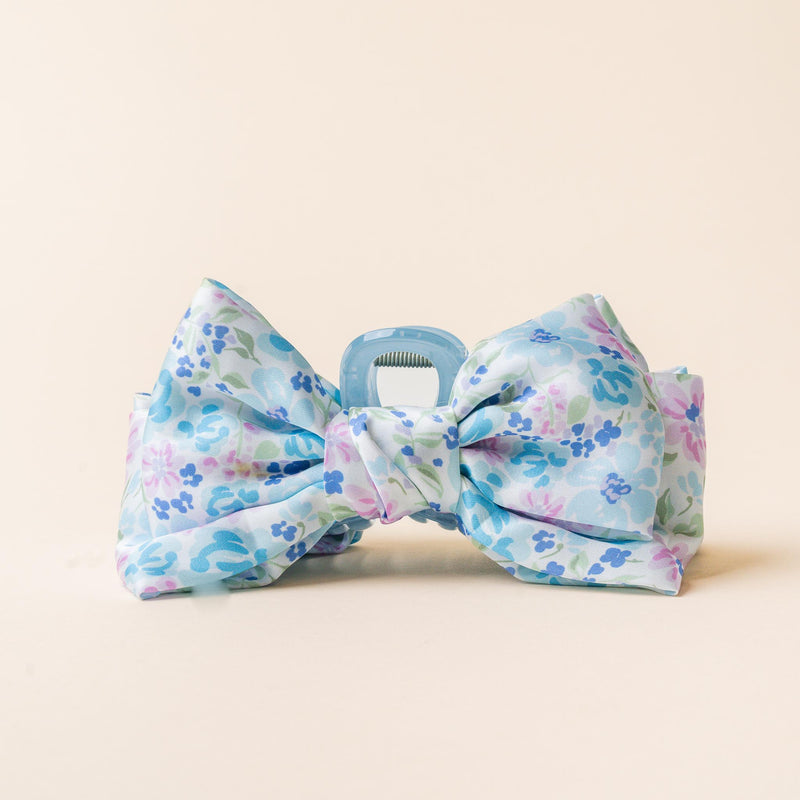 Secret Garden Blue Satin Bow Claw Clip