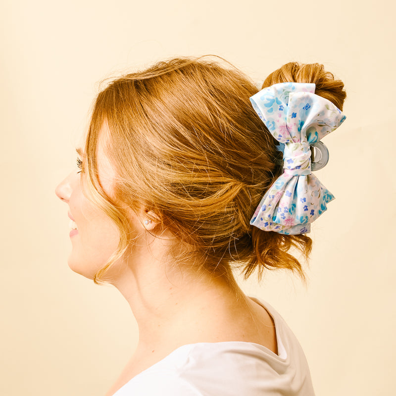 Secret Garden Blue Satin Bow Claw Clip