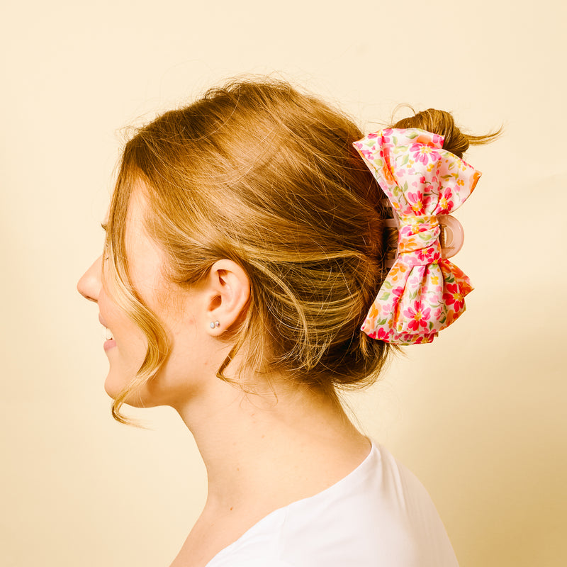 Secret Garden Pink Satin Bow Claw Clip