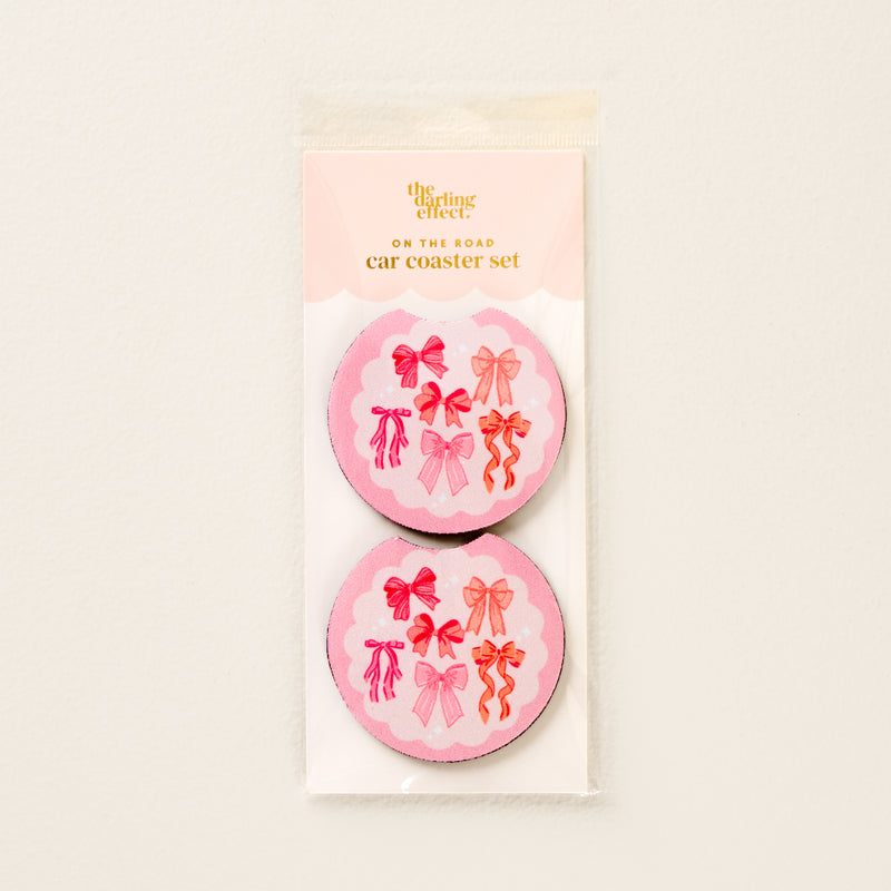 Blushing Bows On the Road Car Coaster Set