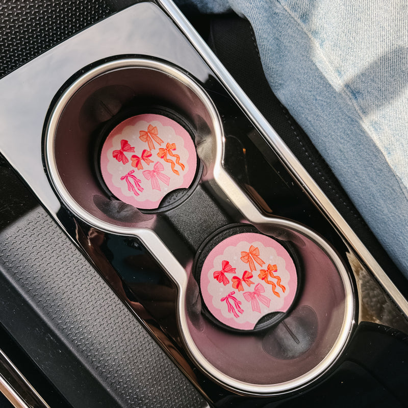 Blushing Bows On the Road Car Coaster Set