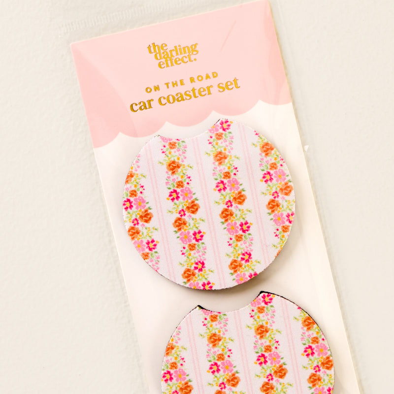 Petal Parade Pink On the Road Car Coaster Set