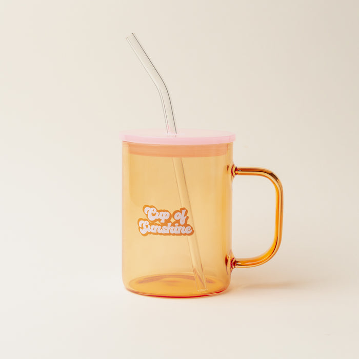 Orange Cup of Sunshine Color Glass Mug with Handle