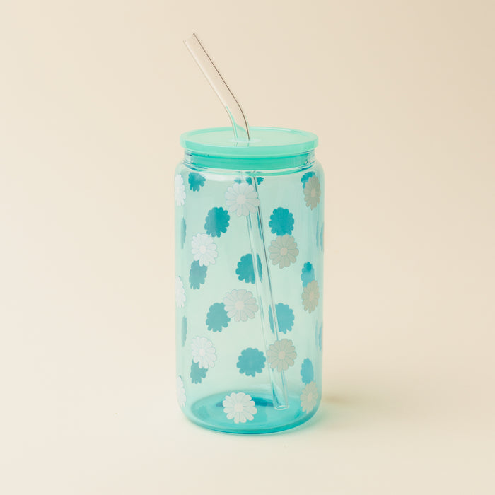 Aqua Color Glass Round Cup
