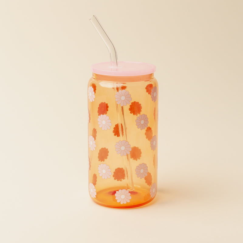Orange Color Glass Round Cup