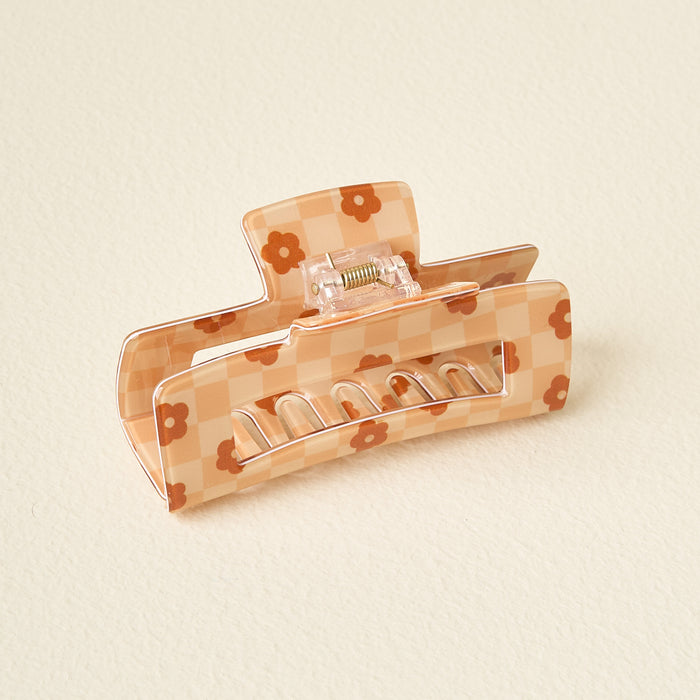 Check Brown Claw Clip