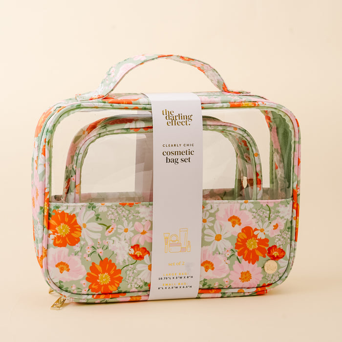 Bouquet Beauty Sage Clearly Chic Cosmetic Bag Set