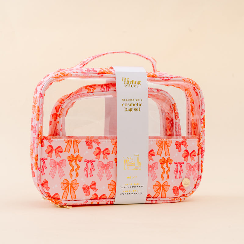 Blushing Bows Clearly Chic Cosmetic Bag Set