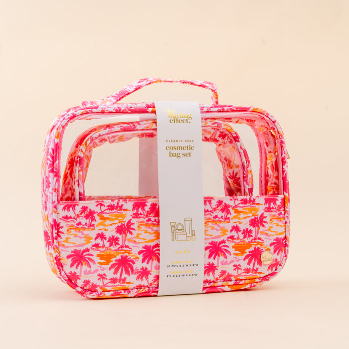 Paradise Palms Clearly Chic Cosmetic Bag Set