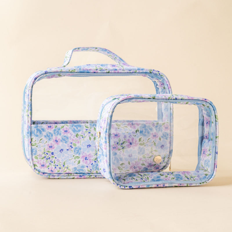 Secret Garden Blue Clearly Chic Cosmetic Bag Set