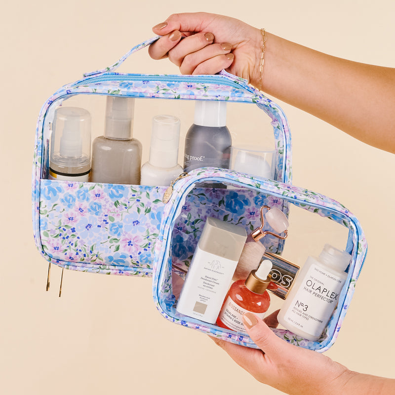 Secret Garden Blue Clearly Chic Cosmetic Bag Set