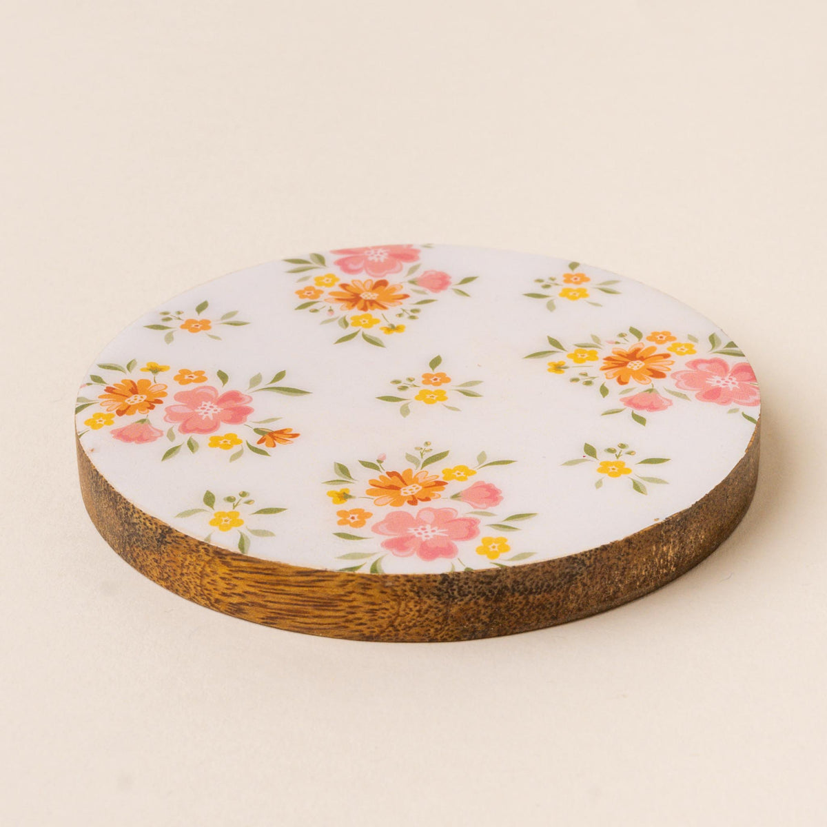 Endless Daydream Cream Wood Enamel Coaster