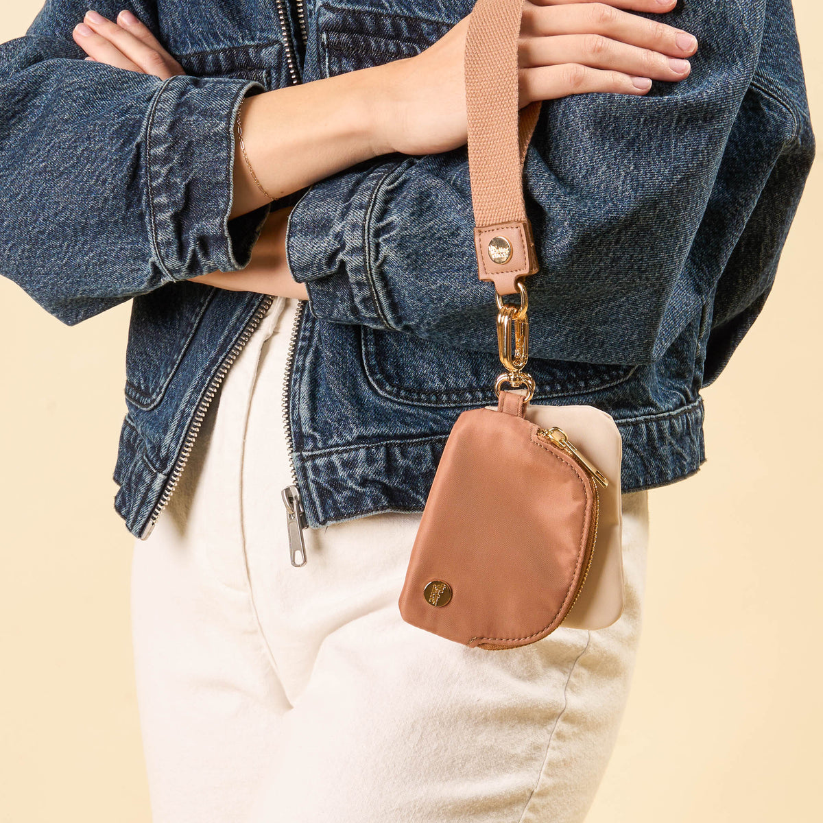 Beige Dynamic Duo Pouch Wristlet