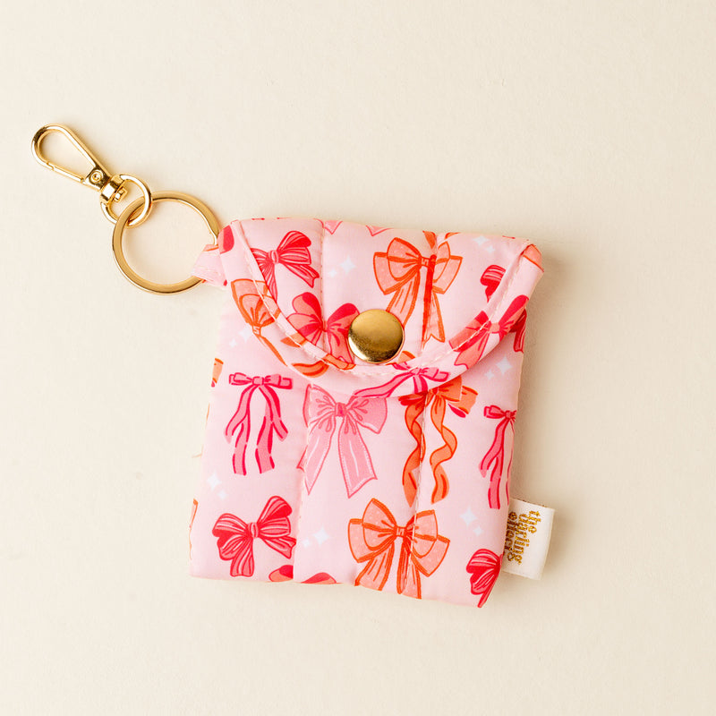 Blushing Bows Puffy Earbud Case Keychain