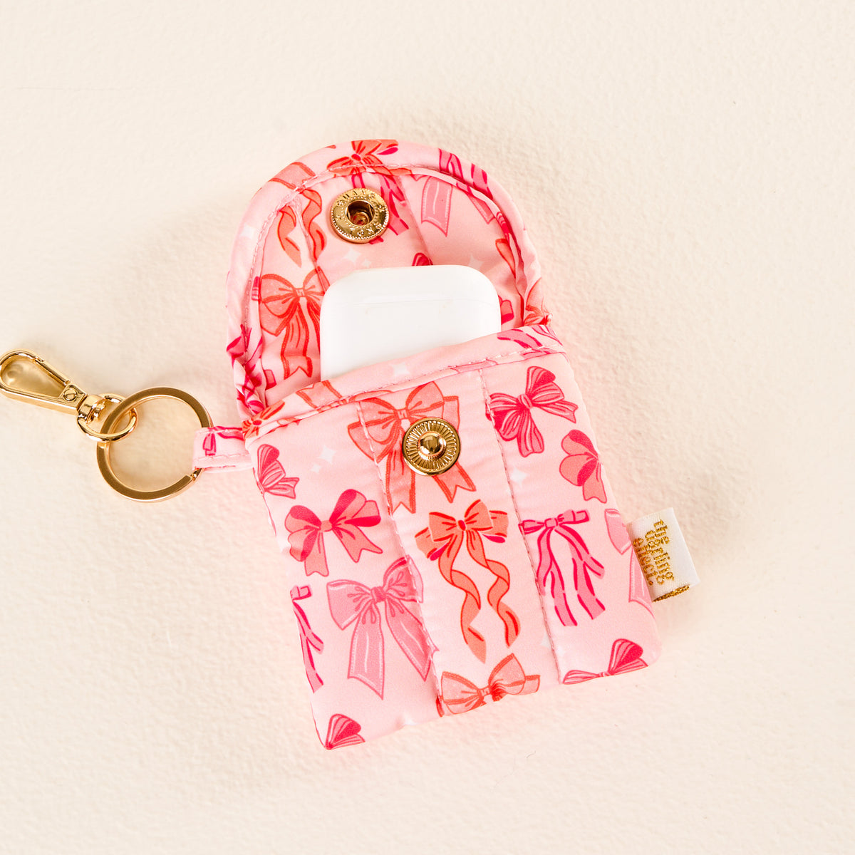 Blushing Bows Puffy Earbud Case Keychain