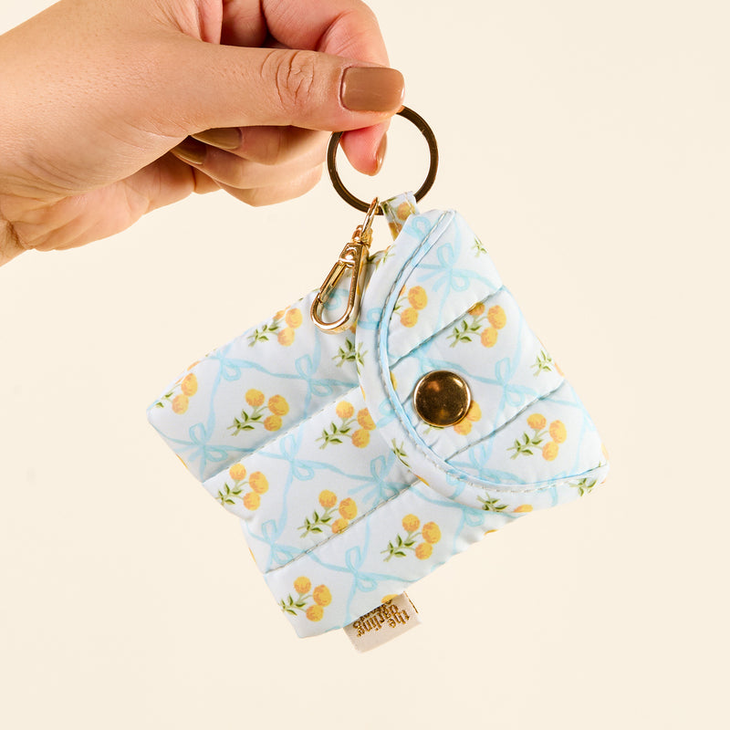 Marigold Lane Blue Puffy Earbud Case Keychain