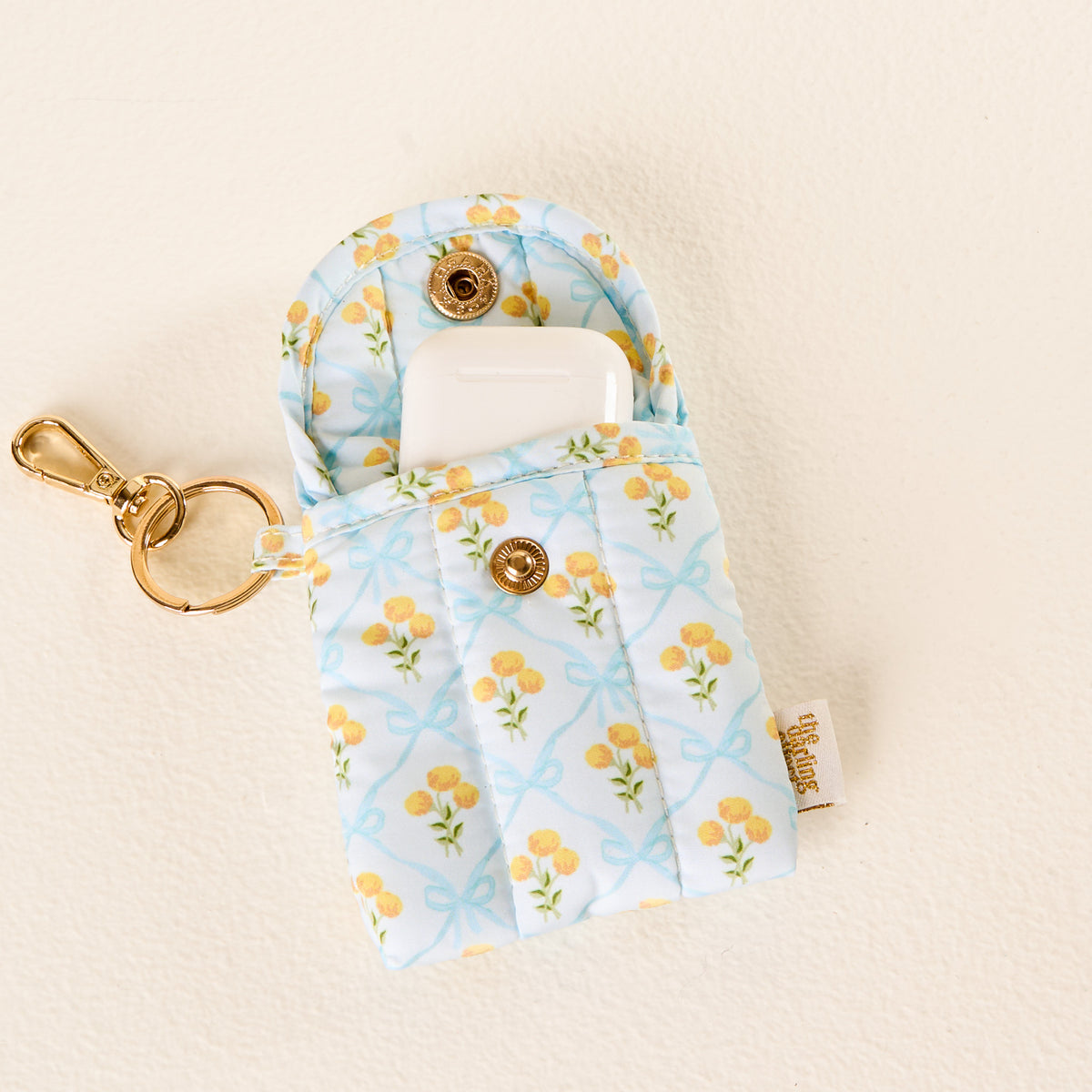 Marigold Lane Blue Puffy Earbud Case Keychain